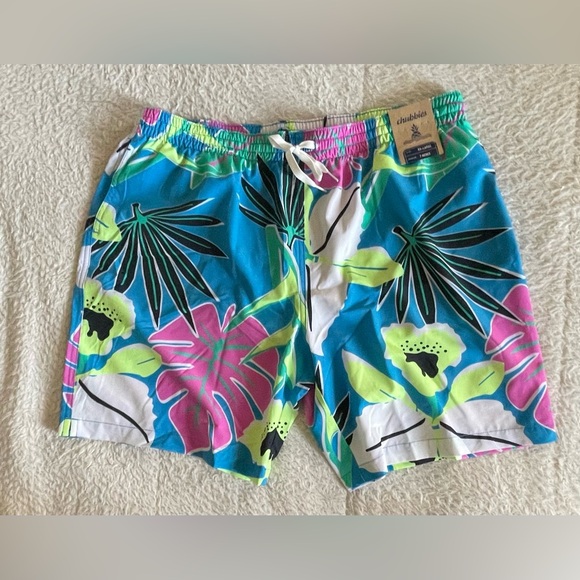 Men’s New - Chubbies Tropical Blue Swim Shorts - 7” inseam size XXL - Picture 1 of 11